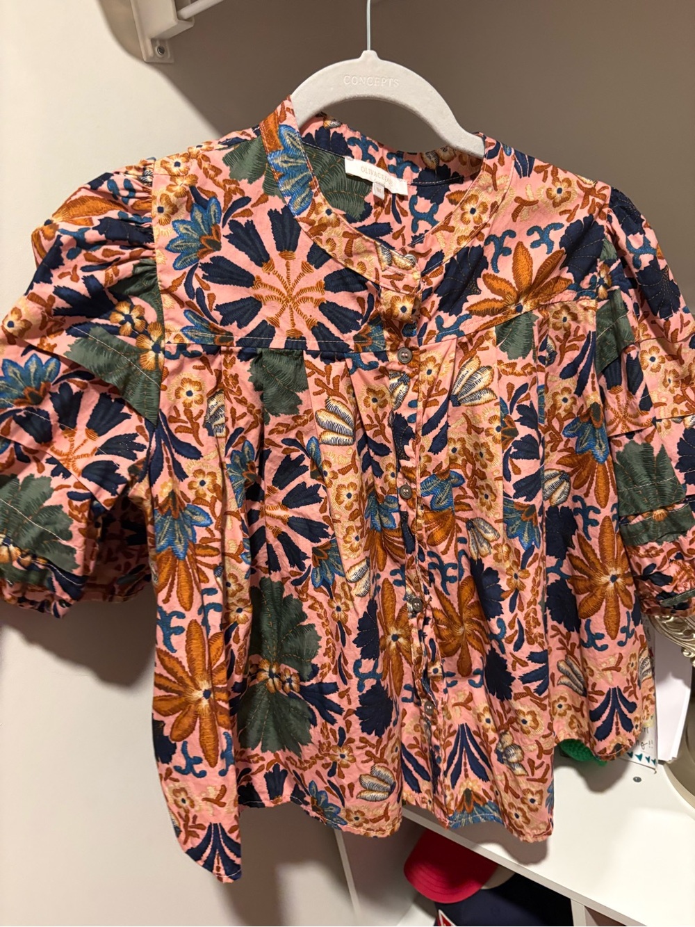 Olivaceous Pink Floral Button-Front Blouse